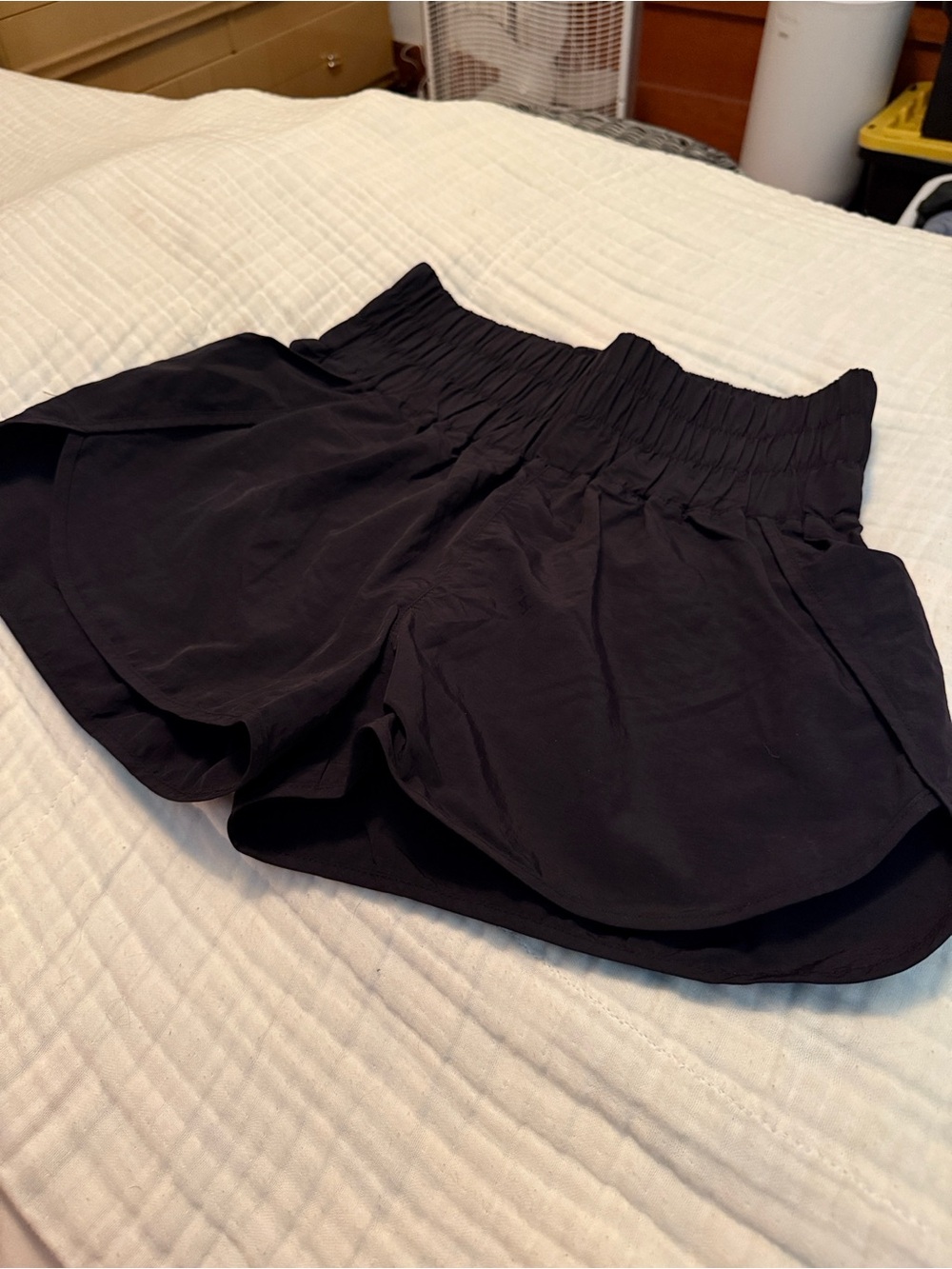 Zenana Outfitters Black High-Waist Smocked Athletic Shorts